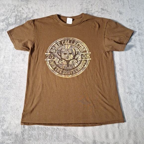 Bone Collector 2008 Graphic T-Shirt "Join The Brotherhood" Medium Brown Cotton - Picture 1 of 6